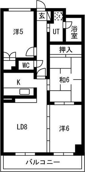 藤苑北山(3LDK/4階)の間取り写真