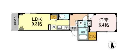 リヴェール狸穴(1LDK/2階)の間取り写真