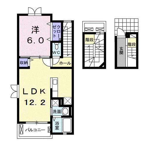 ウィスティリア(1LDK/3階)の間取り写真