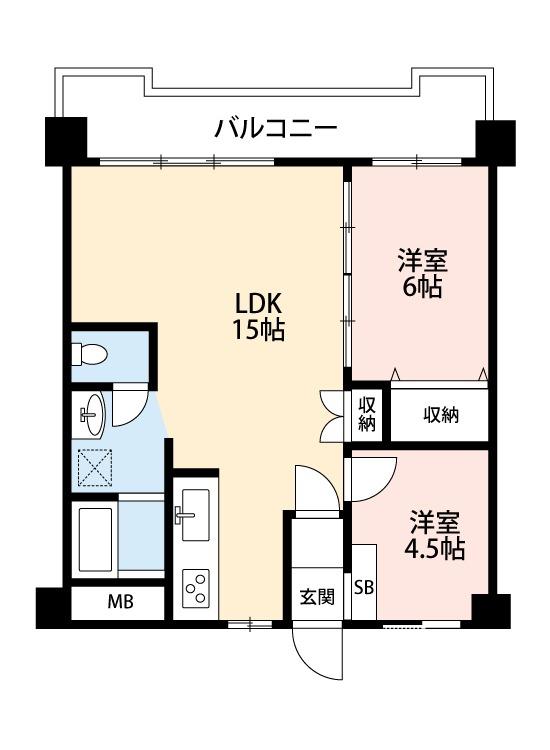 クローバー・メゾン千里山(2LDK/6階)の間取り写真