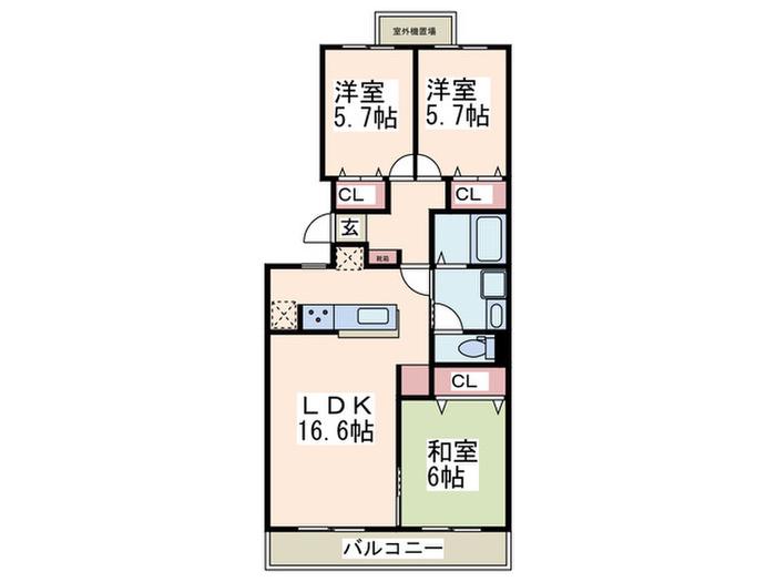 PATH藤が丘(3LDK/3階)の間取り写真