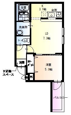 フジパレス山之内III番館(1LDK/2階)の間取り写真