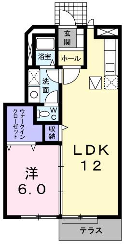 サニーファウンテンII(1LDK/1階)の間取り写真