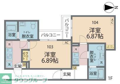 カインドネス海老名II(1K/3階)の間取り写真