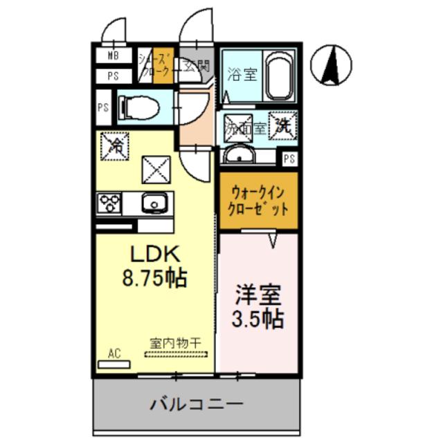 サンライズ湊II(1LDK/2階)の間取り写真