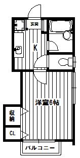 ルミエールアネックス(1K/2階)の間取り写真