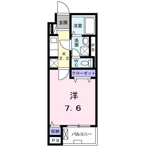 ランドマーク(1K/2階)の間取り写真