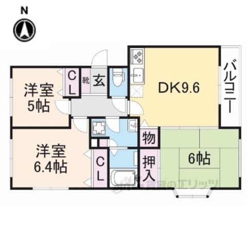 グランデール樟葉(3DK/2階)の間取り写真