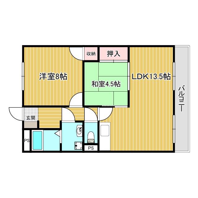 メゾンボヌール(2LDK/1階)の間取り写真