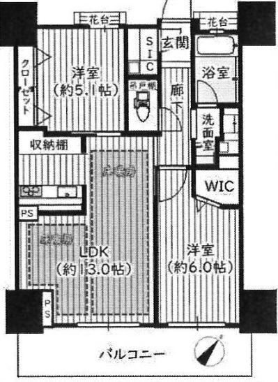 クリオ新横浜ザ・ウエスト横浜(2LDK/10階)の間取り写真