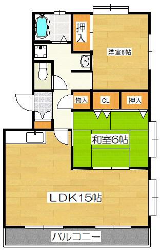 観世ハイツ(2LDK/3階)の間取り写真