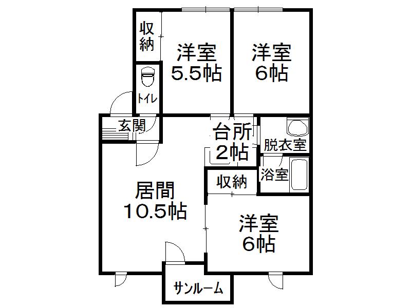 ピースフルタウンラプソディー(3LDK/2階)の間取り写真