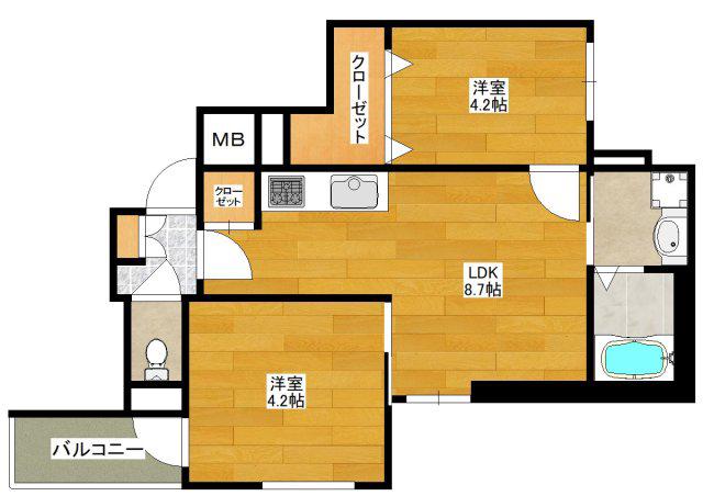 センチュリー江坂(2LDK/2階)の間取り写真