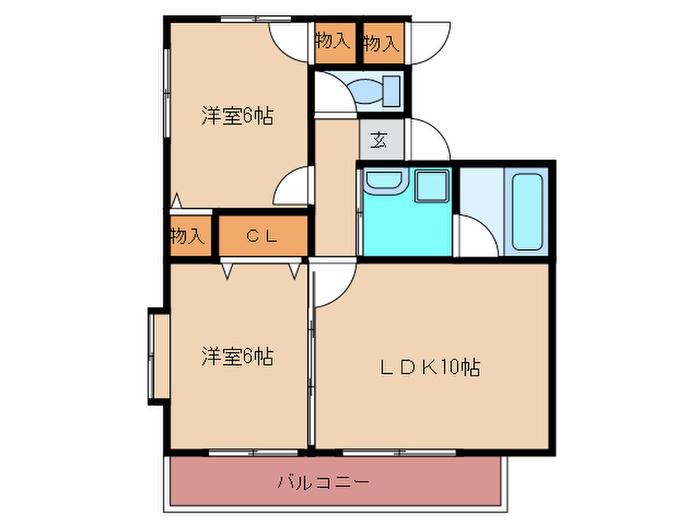 バルト美和台III(2LDK/1階)の間取り写真