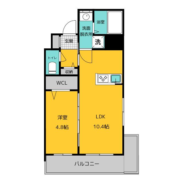 レブリアント福岡東(1LDK/5階)の間取り写真