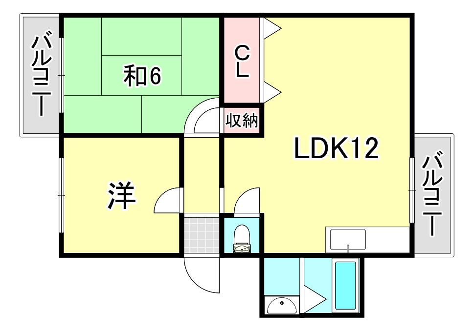宮川荘(2LDK/3階)の間取り写真
