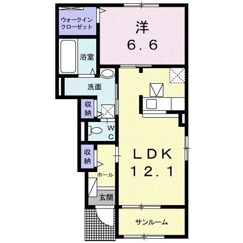 ブリラーレ(1LDK/1階)の間取り写真