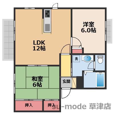 マザーレイクI(2LDK/2階)の間取り写真