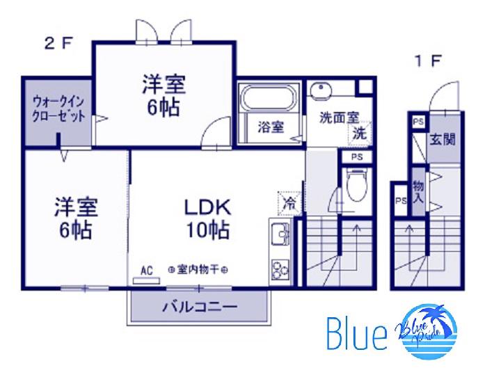 カサデ白楽(2LDK/2階)の間取り写真