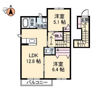 花ポートE(2LDK/2階)の間取り写真
