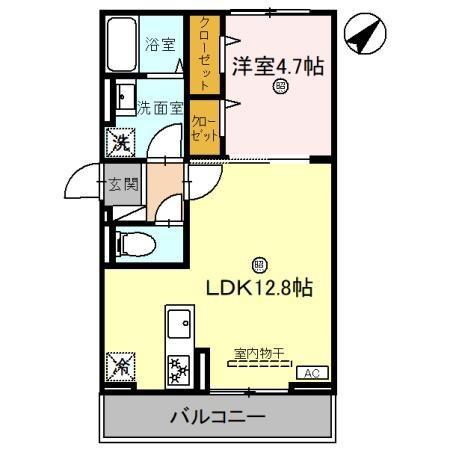サイドヴェルデ守山 守山市守山(1LDK/1階)の間取り写真