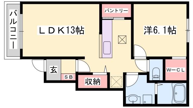 ボニートII(1LDK/1階)の間取り写真