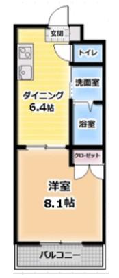 大福マンション薬円台 住居(1DK/2階)の間取り写真