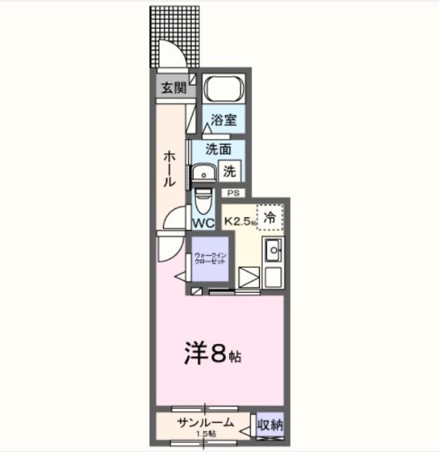 パラディス(1K/1階)の間取り写真