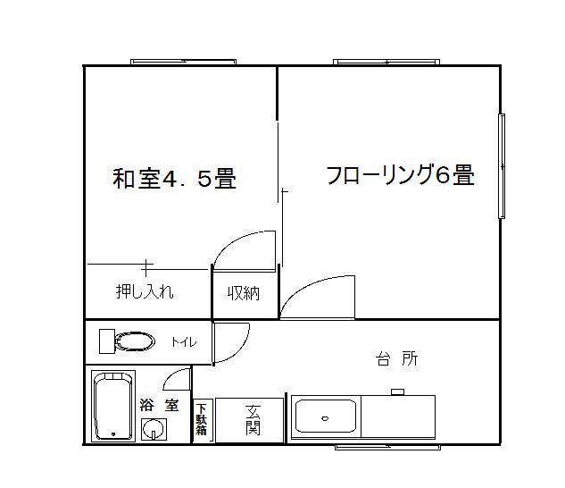 めぞん西弘(2K/3階)の間取り写真