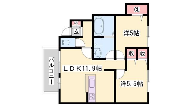 ヴィラ・フォレスティア(2LDK/1階)の間取り写真