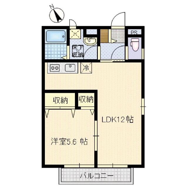 VIDA CALMADA(1LDK/2階)の間取り写真