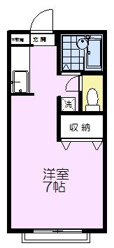 ヤマトハイツ(ワンルーム/2階)の間取り写真