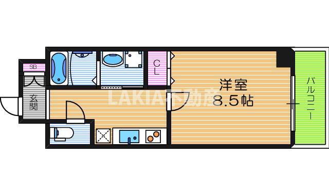 MAPLE夕陽丘(1K/6階)の間取り写真
