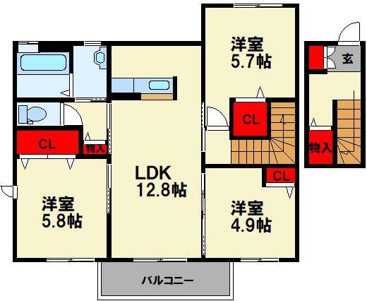 シャーメゾン志の(3LDK/2階)の間取り写真