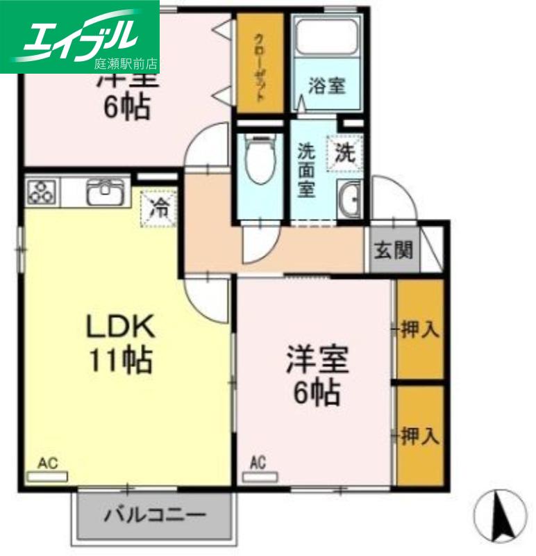 セジュール21 A(2LDK/2階)の間取り写真