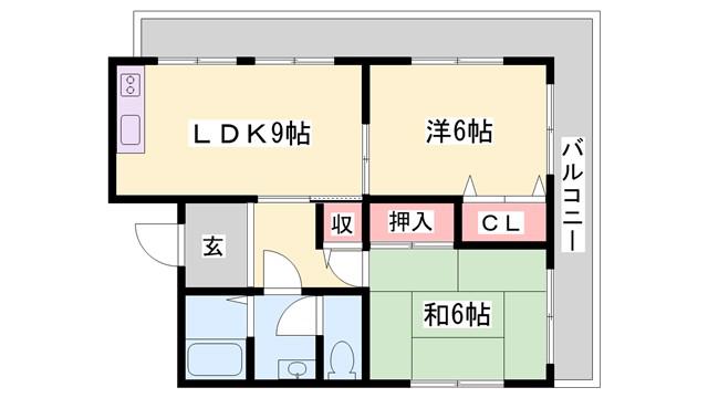 メゾンやすむろ(2LDK/3階)の間取り写真
