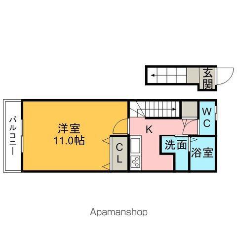 アンプルールリーブルPAPILLONB(1K/1階)の間取り写真
