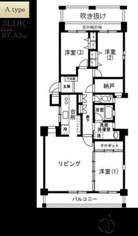 KENEDIX浦和元町(3LDK/2階)の間取り写真