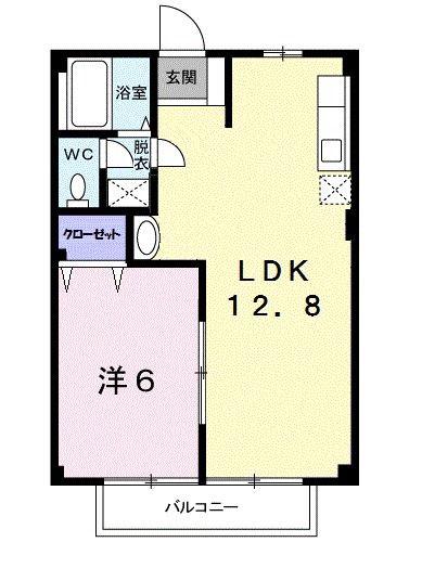 メゾン下郡(1LDK/2階)の間取り写真