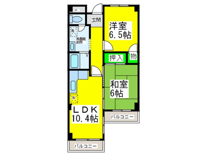 マンションCA(2LDK/3階)の間取り写真
