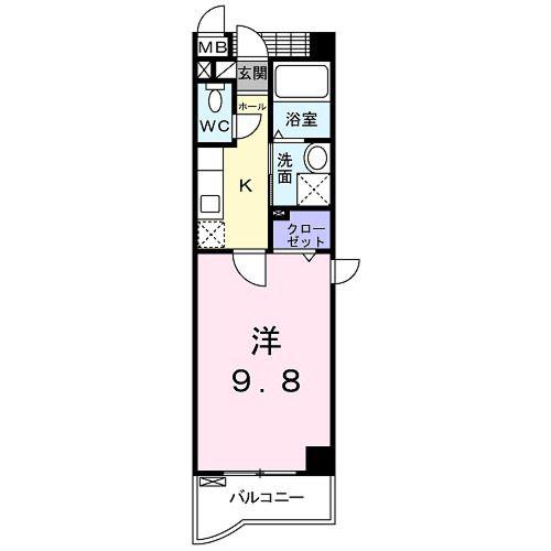 CASA(1K/4階)の間取り写真