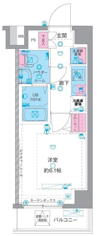 エストゥルース横浜吉野町II(1K/4階)の間取り写真