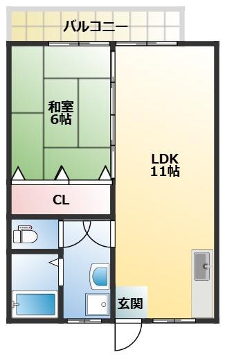 テラスハイツ(1LDK/2階)の間取り写真