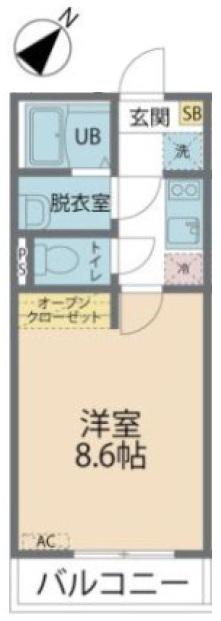 カインドネス相模大野2(1K/3階)の間取り写真