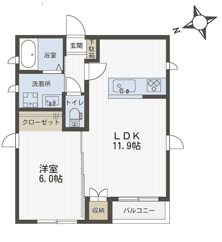チャコハイム(1LDK/2階)の間取り写真