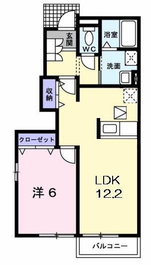 グリーンヒルズ社が丘(1LDK/1階)の間取り写真