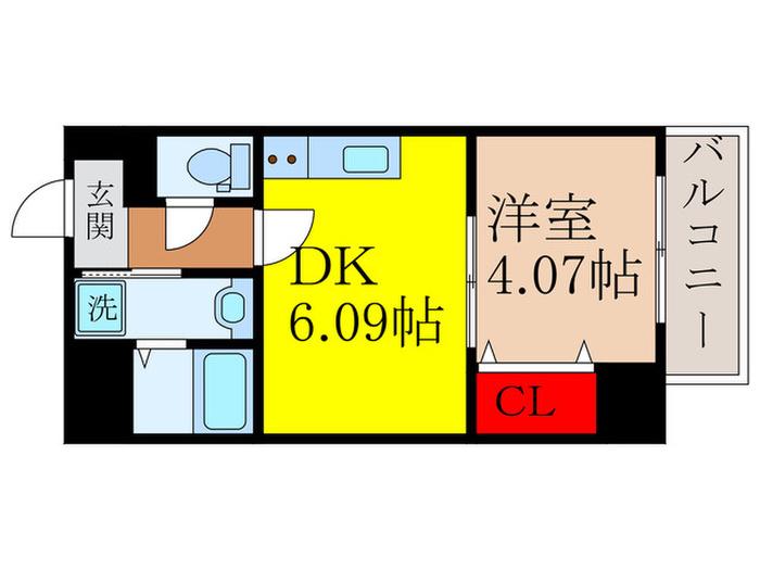 クローバークレア池田(1DK/9階)の間取り写真