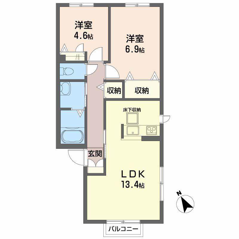 シャーメゾン コリーヌ(2LDK/2階)の間取り写真