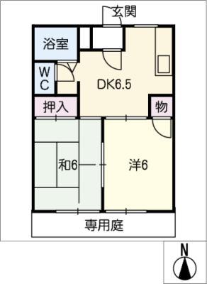 パークハイムI(2DK/1階)の間取り写真