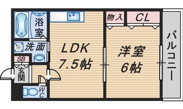 EVERGREENHAMA(1LDK/2階)の間取り写真
